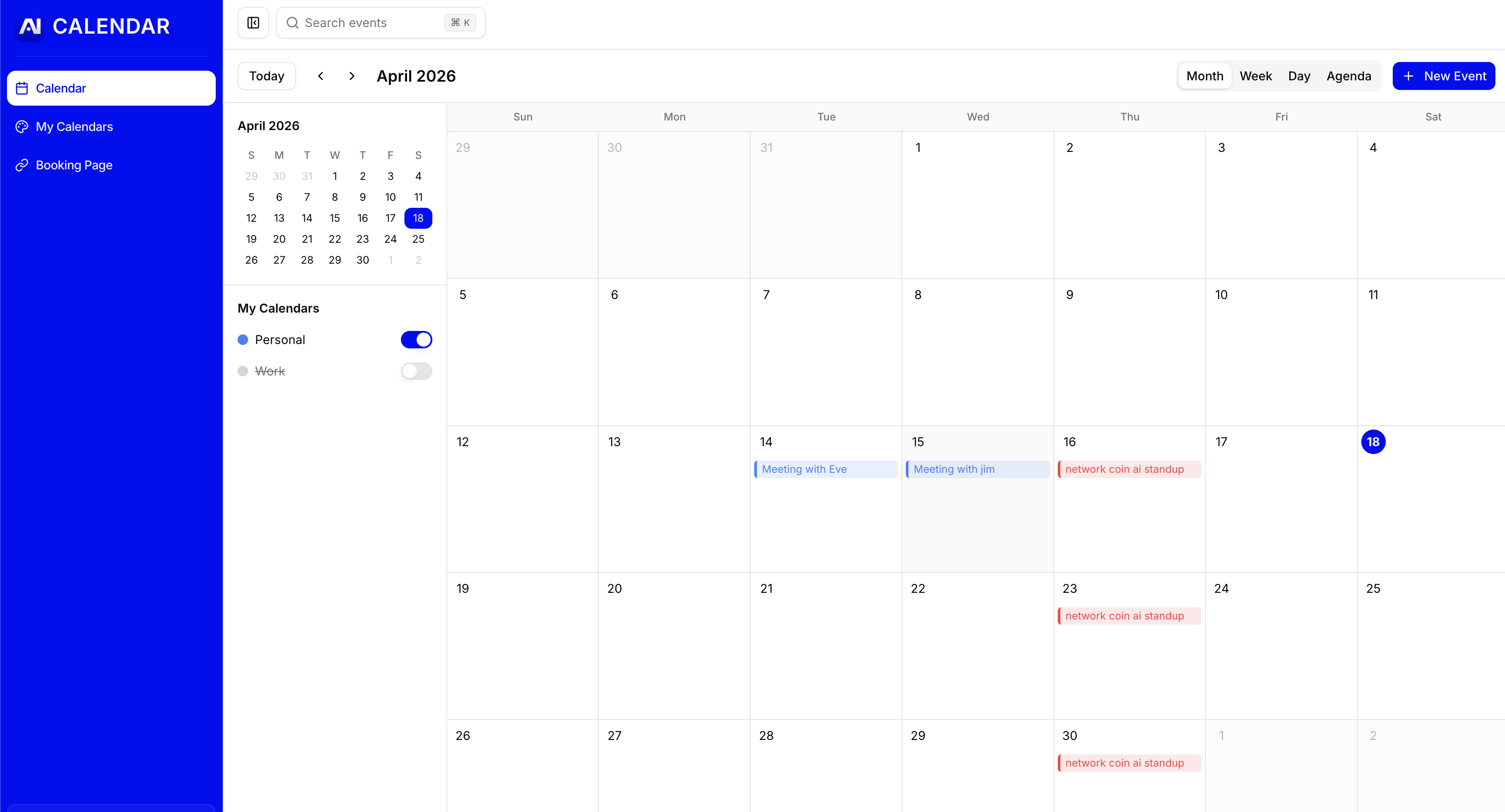 Network Calendar screenshot 1